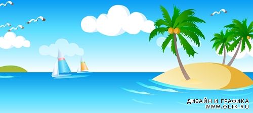 Пляж, море и отдых - векторный сток