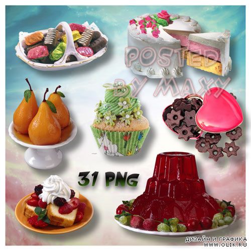 Картинки сладостей без фона - Конфеты, печенье, торты, мороженое, желе