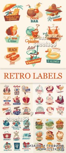 Various Retro Labels Vector