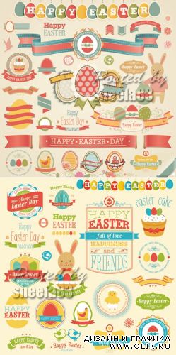 Cute Easter Elements Vector