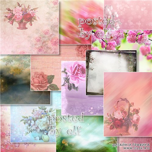Цветочная подборка фонов для скрапбукинга - розы, сакура и многое другое