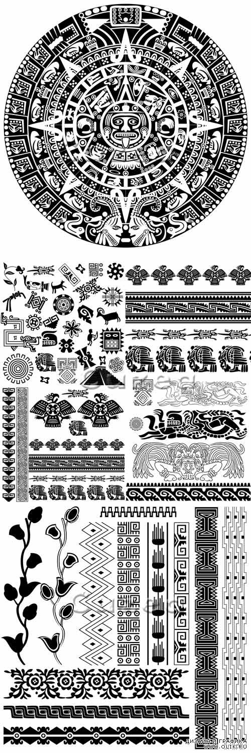 Черные этнические векторные орнаменты/ Black etnick ornaments in vector