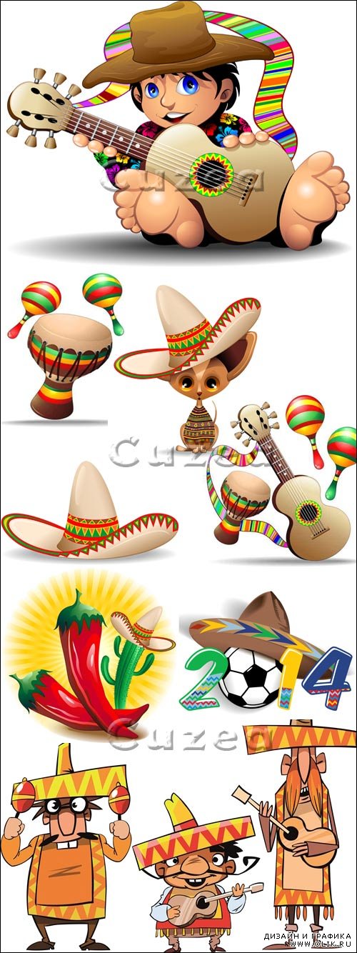 Мексиканские мультяшные персонажи в векторе/ Mexicano Cartoon Characters in vector