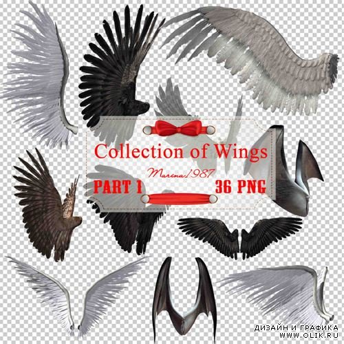 Клипарт PNG на прозрачном фоне - Большая коллекция крыльев (Часть 1)