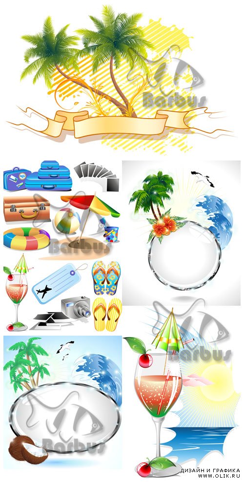 Summer banners and beach elements / Летние баннеры и пляжные элементы