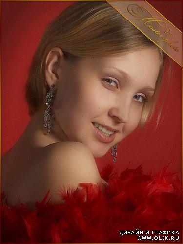 Шаблон женский для фотошопа - Гламурные красные перья
