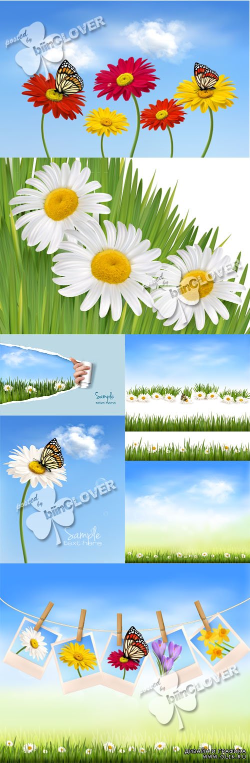 Summer background with flowers and butterflies 0429