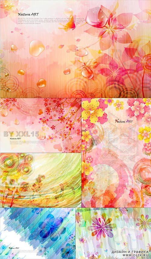 Abstract backgrounds with flowers