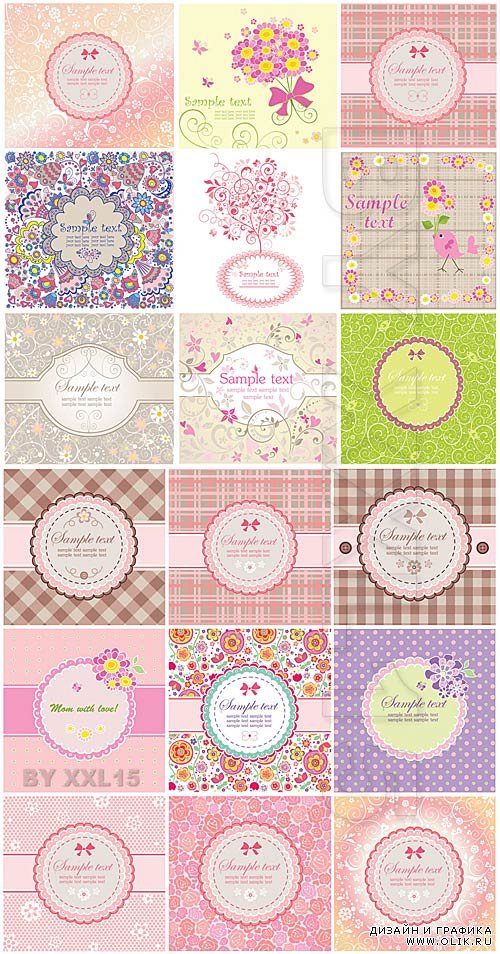 Cute greeting cards and labels