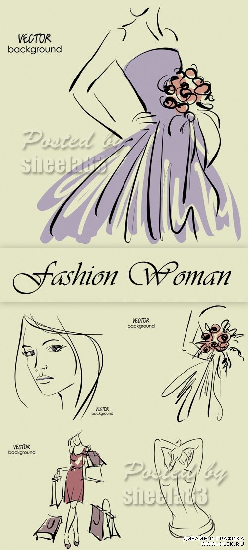 Fashion Woman Cards Vector