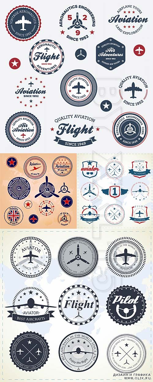 Aviation badges and labels