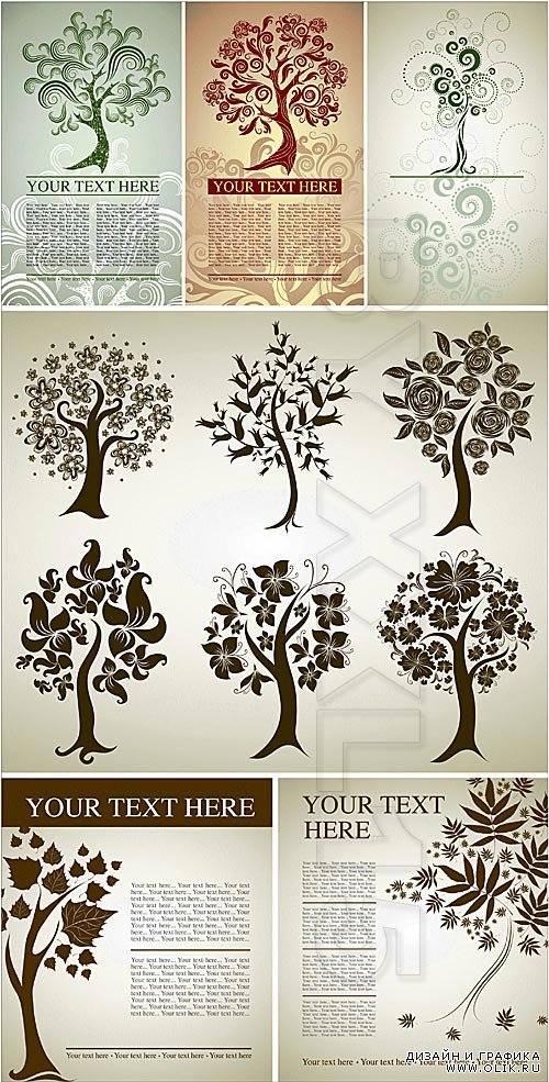 Decorative trees cards design