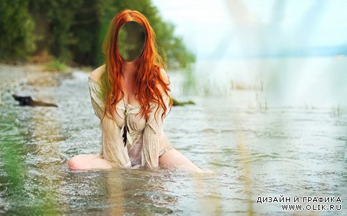 Шаблон для фотошоп - Девушка в воде
