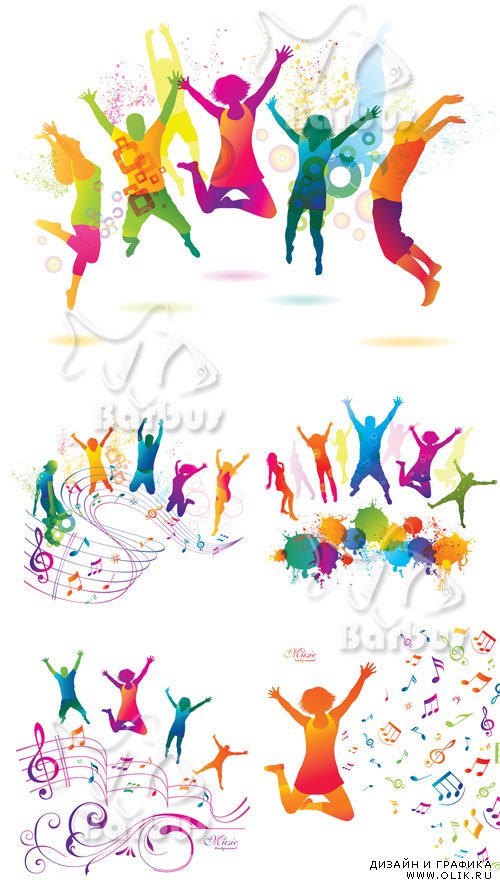 Active Jumping and Dancing People / Активные цветные прыгающие и танцующие люди