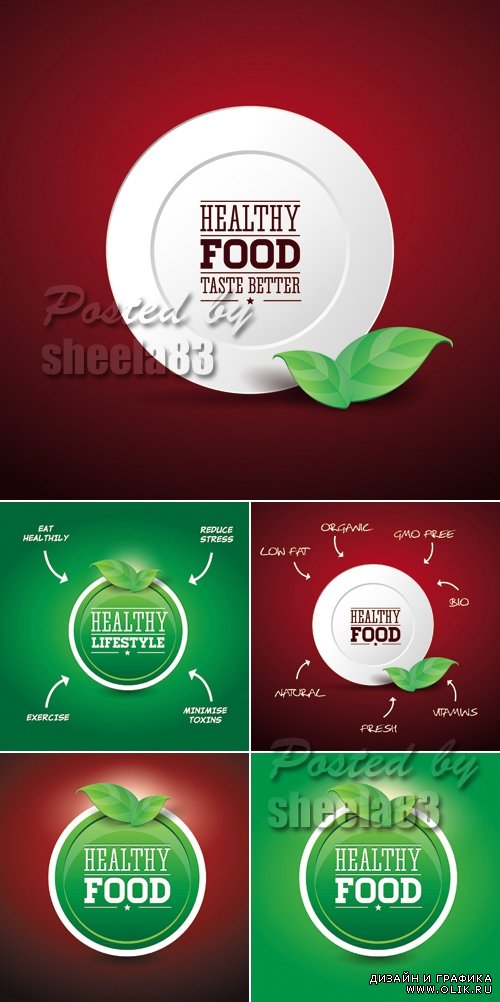 Healthy Food Labels Vector