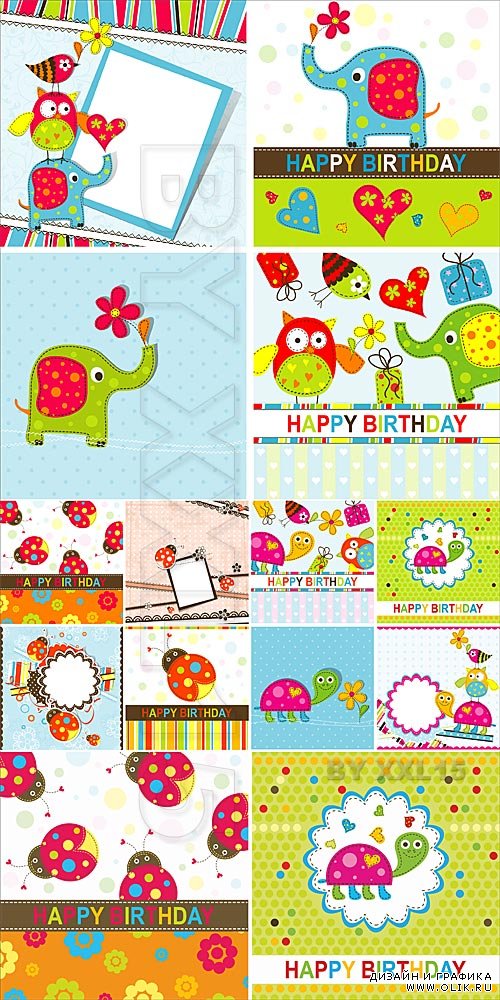 Colorful birthday cards