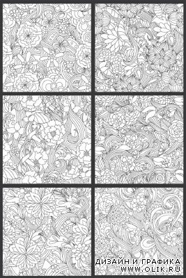 Seamless Vector Patterns Floral Chaos Set 59
