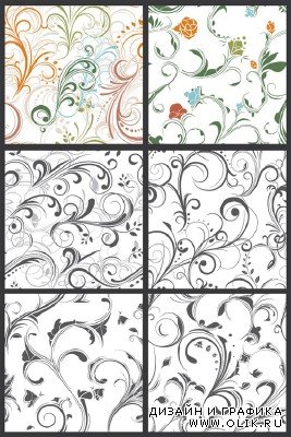 Seamless Vector Patterns Floral Chaos Set 64