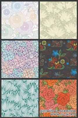 Seamless Vector Patterns Floral Chaos Set 65