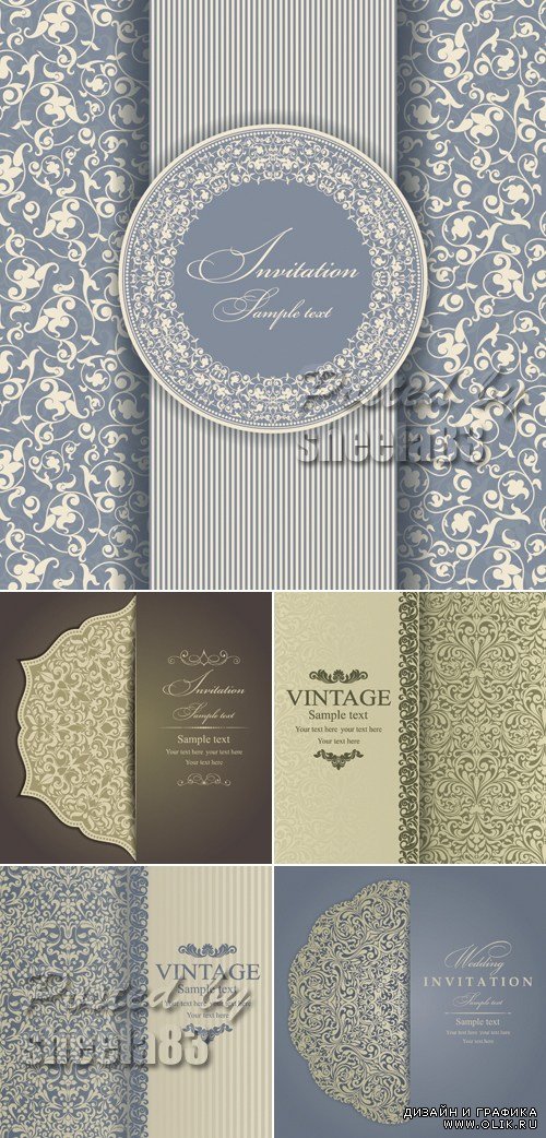 Vintage Pastel Floral Cards Vector