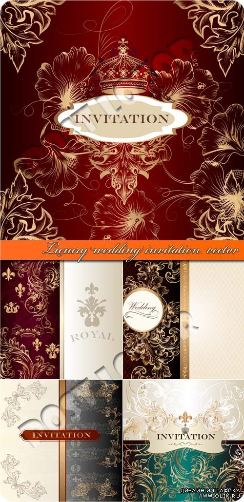 Роскошные свадебные приглашения | Luxury wedding invitation vector