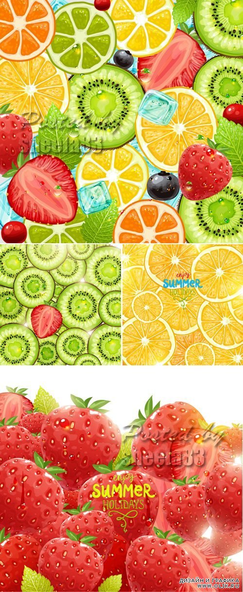 Tropical Fruits Patterns Vector