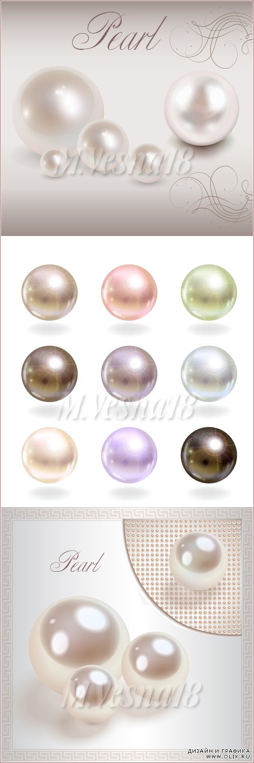 Драгоценные жемчужины на белом фоне, в векторе/Precious pearls on a white background, in the vector