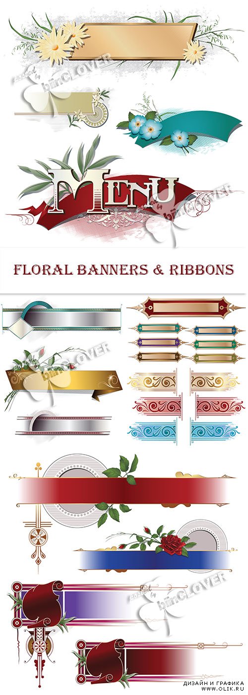 Floral banners and ribbons 0467