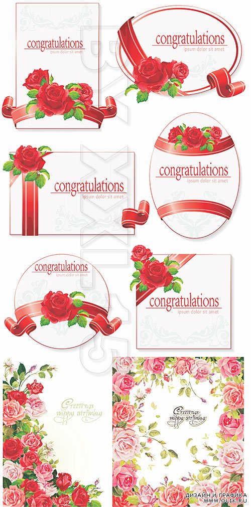 Greeting cards with roses