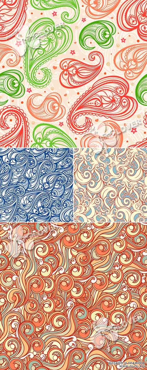 Background with swirls, leaves and paisley 0470