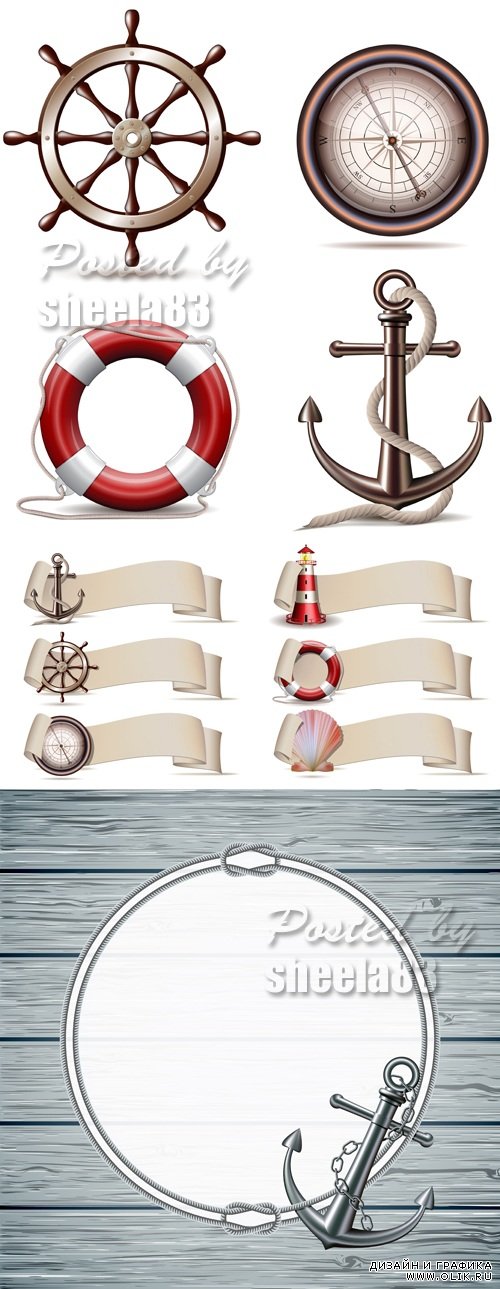 Marine Banners & Elements Vector