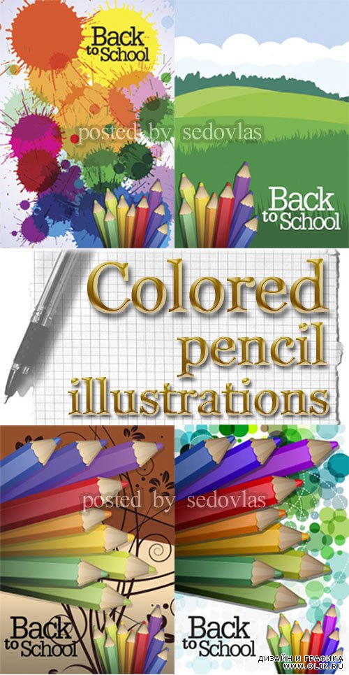 Colored pencil illustrations 25 - vector