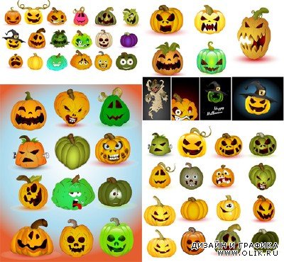 Halloween Spooky Pumpkins Vector