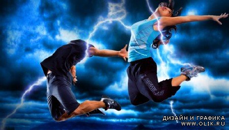 Фотошаблон для мужчин-прыжок под вспышки молний