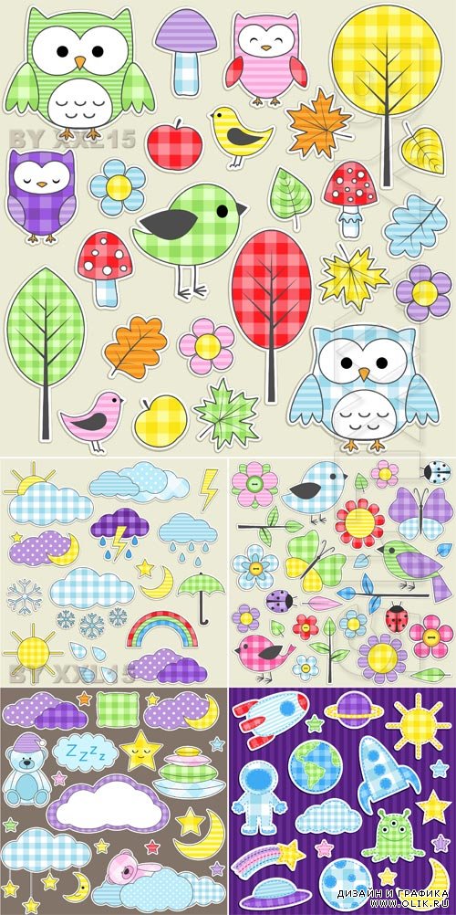 Cute textile stickers