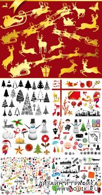 Christmas Vector and Brushes Design Set