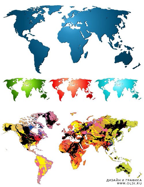 Цветная карта мира (Вектор)