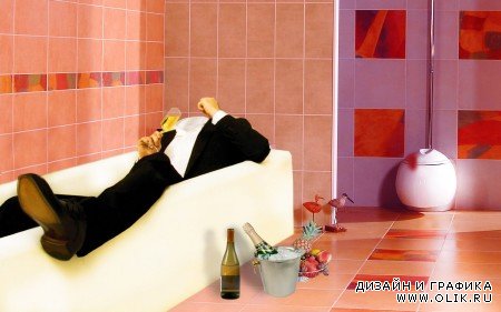 Фотошаблон для мужчин-великолепный отдых в ванной