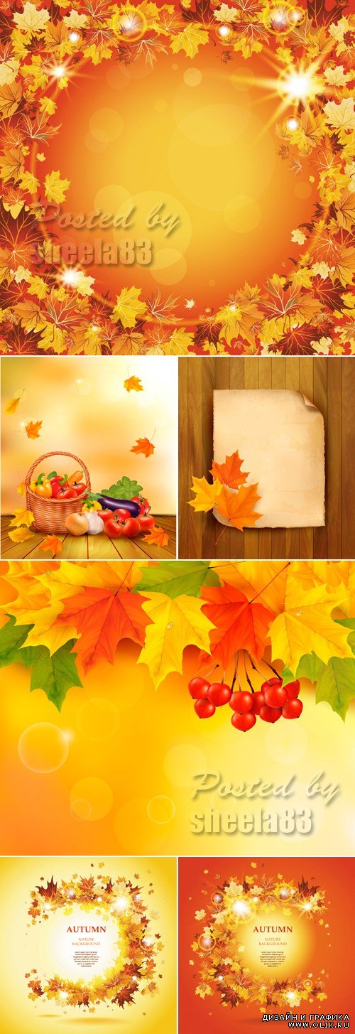 Autumn Leaves Backgrounds Vector 4
