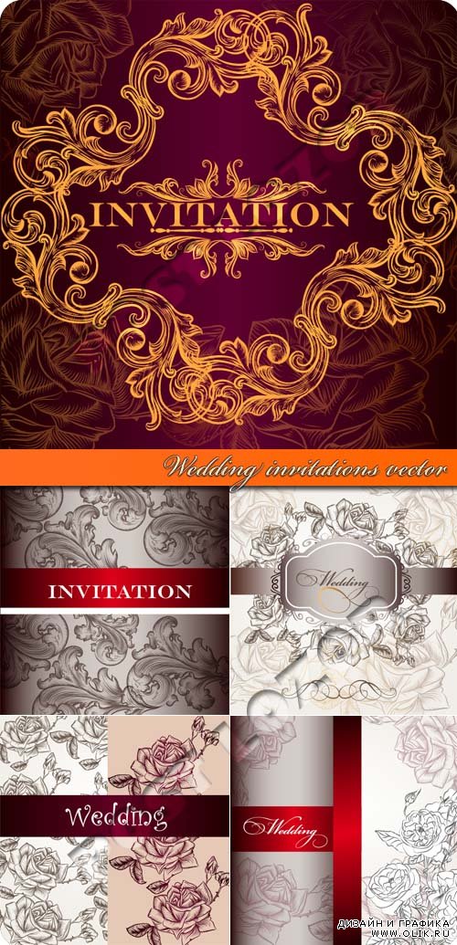 Свадебные пригласительные | Wedding invitations vector
