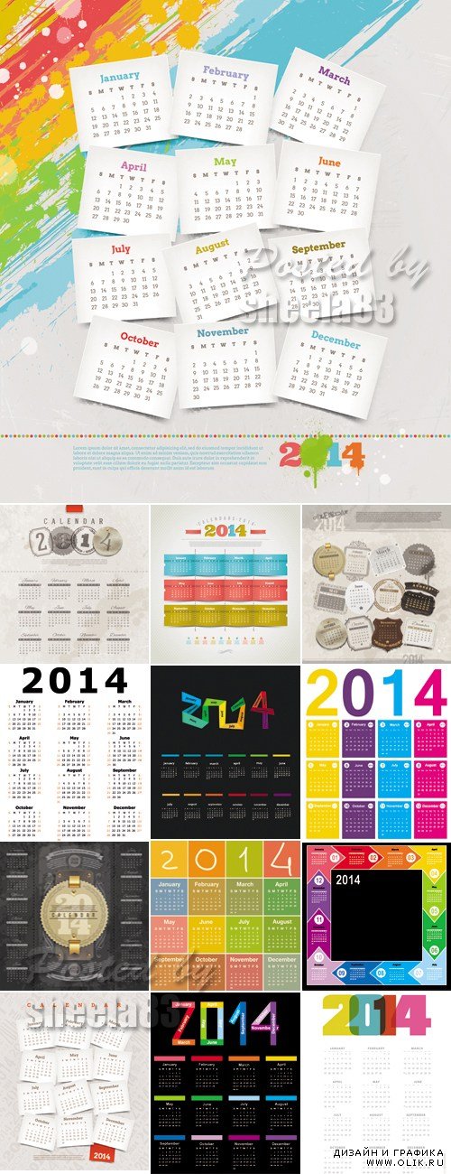 Calendar 2014 Year Vector Pack