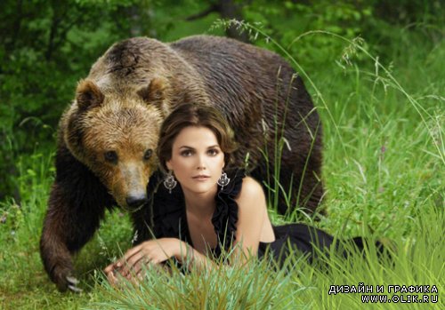 Женский фотошаблон-С медведем