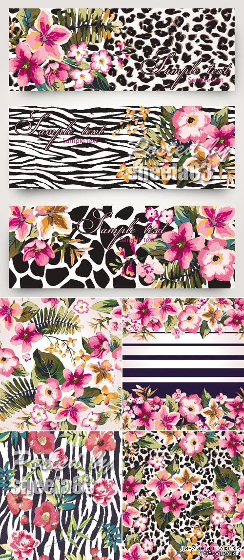 Tropical Flowers Patterns Vector