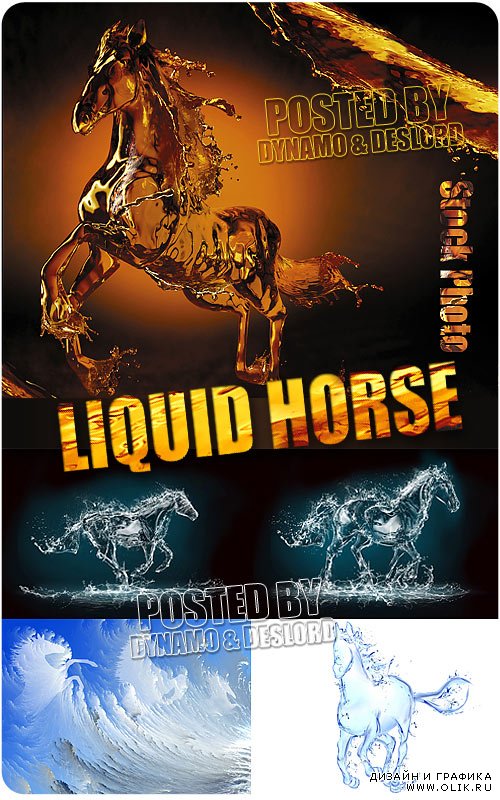 Лошади из жидкости - Растровый клипарт
