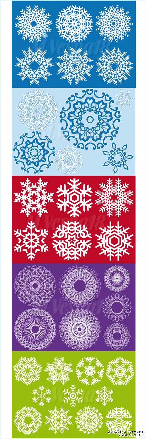 Новогодние фоны со снежинками, векторный клипарт / Christmas backgrounds with snowflakes, vector clipart