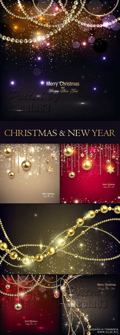 Christmas & New Year 2014 Backgrounds Vector