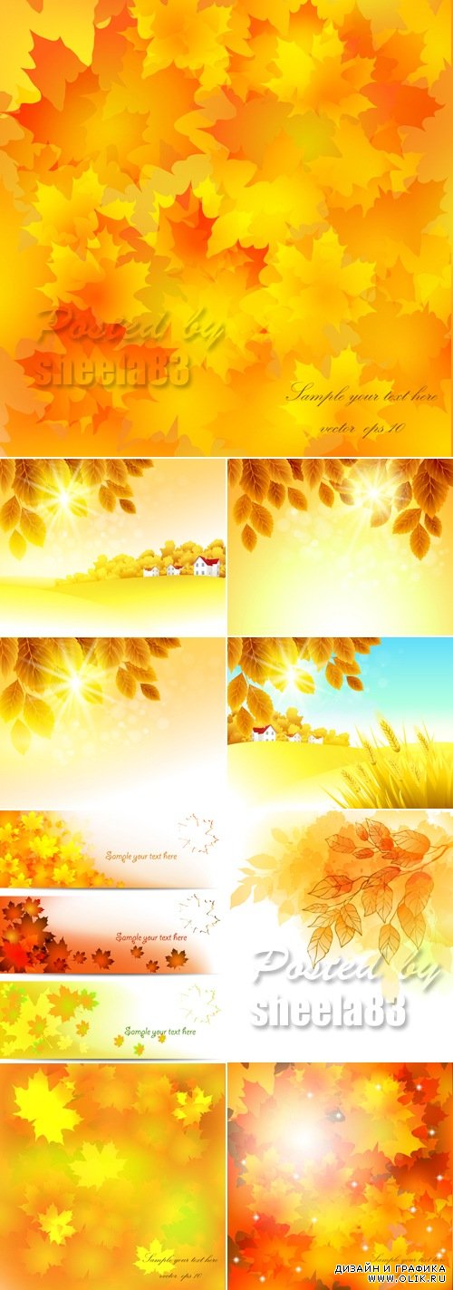 Autumn Leaves Backgrounds Vector 7
