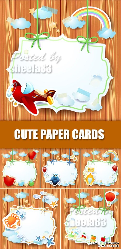 Cute Paper Cards Vector