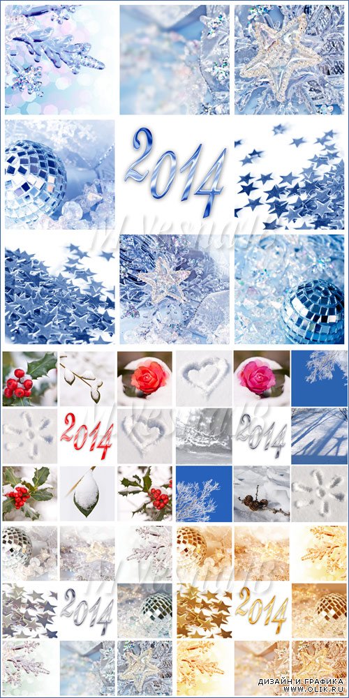 Новогодние фоны с шариками и снежинками, растровый клипарт / Christmas backgrounds with balls and snowflakes, raster clipart