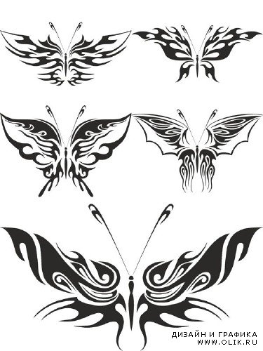 Татуировки в виде бабочек (векторный сток)